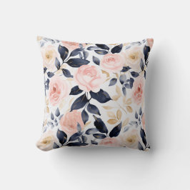 Cojín Decorativo Flores Chic Rosa Azul