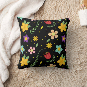 Cojín Decorativo Flores coloridas Cuta de acuarela