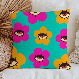 Cojín Decorativo Flores Coloridas del Ojo Maligno Maximalista Flora