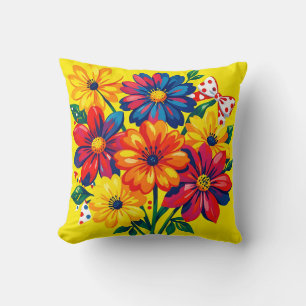 Cojín Decorativo Flores Coloridas en Negrita Bouquet Pop Art Lunare