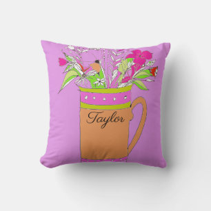 Cojín Decorativo Flores Coloridas Lavendar En Un Diseño De Mug