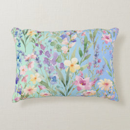 Cojín Decorativo Flores Coloridas Verde Azul