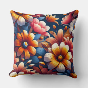 Cojín Decorativo Flores Coloridas y Pétalos Lujuriosos