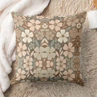 Cojín Decorativo Flores contemporáneas del folk que florecen en ton