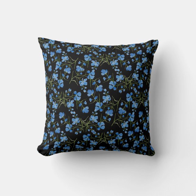 Cojín Decorativo Flores Cosmos Azules (Anverso)