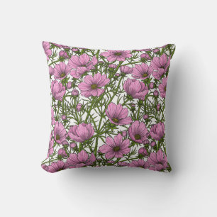Cojín Decorativo Flores Cosmos rosadas