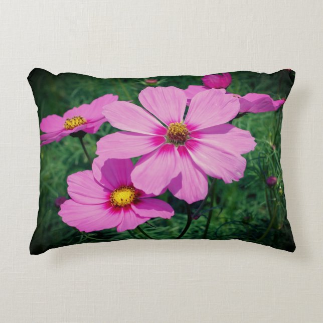 Cojín Decorativo Flores Cosmos rosadas (Anverso)