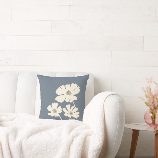 Cojín Decorativo Flores Cosmos Silhouettes Muro floral moderno (Sofá)