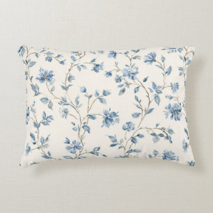 Cojín Decorativo Flores crema azules bonitas