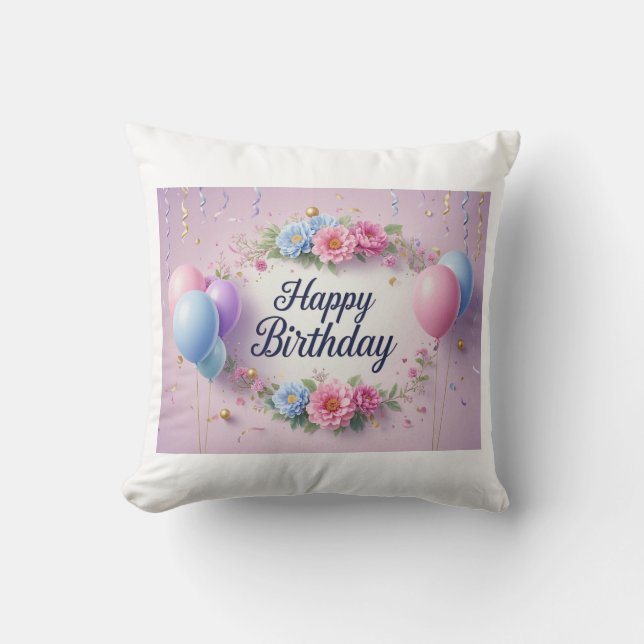 Cojín Decorativo Flores cumpleaños lujo elegante extravagante (Anverso)