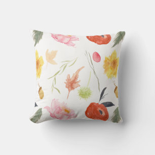 Cojín Decorativo Flores de Acuarela