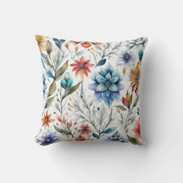 Cojín Decorativo Flores de Acuarela