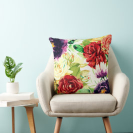 Cojín Decorativo Flores de acuarela grandes de estilo vintage