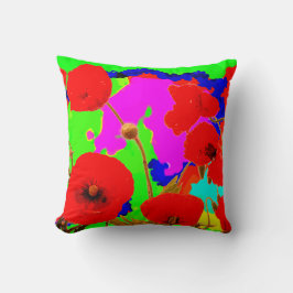 Cojín Decorativo Flores de adormidera rojas coloridas Floral arte m