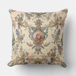 Cojín Decorativo Flores de adorno dorado Beigi azules hermosas