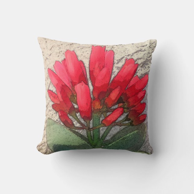 Cojín Decorativo Flores de Agave Rojas (Anverso)