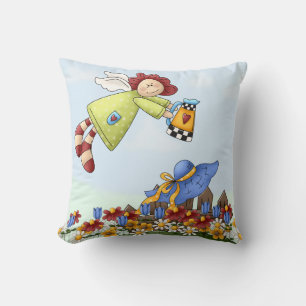 Cojín Decorativo Flores de agua de ángel de campo lindo