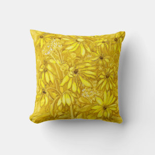 Cojín Decorativo Flores De Aguaturma Girasoles Amarillo Dorado Flor