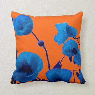 Cojín Decorativo Flores de amapola Floral Azul Flores de amapola Ve
