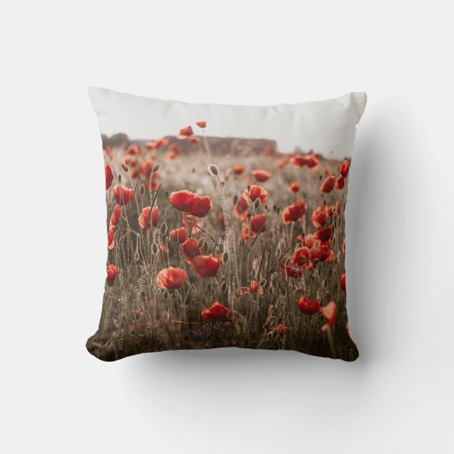 Cojín Decorativo flores de amapola hermosas (Anverso)