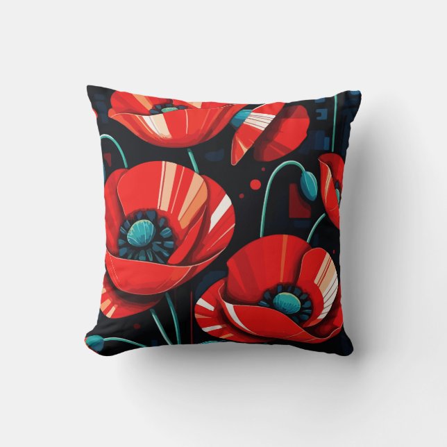 Cojín Decorativo flores de amapola Papaver (Anverso)