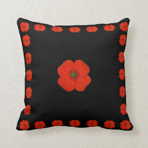Cojín Decorativo Flores de amapola rojas - amapolas