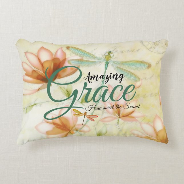 Cojín Decorativo Flores de Amazing Grace y libélula (Anverso)