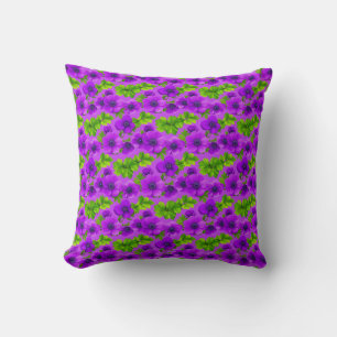 Cojín Decorativo Flores de Anémona Moradas Vibrantes