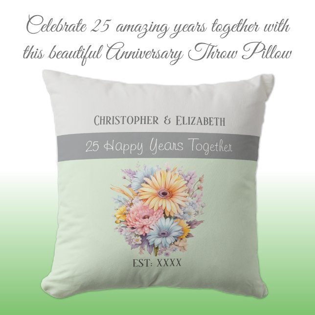 Cojín Decorativo Flores de aniversario de plata número 25 verdes (Subido por el creador)