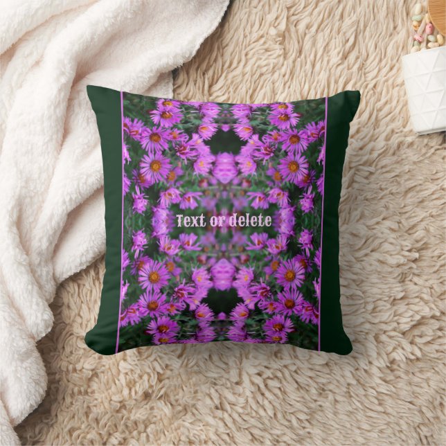 Cojín Decorativo Flores de Aster Rosado de Otoño Resumen Personaliz (Manta)