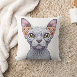 Cojín Decorativo Flores de audición Sphynx Cat