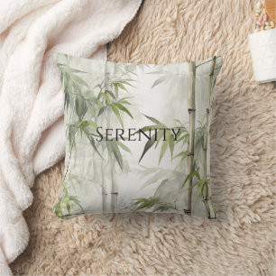 Cojín Decorativo Flores de Bambú Verde Serenidad