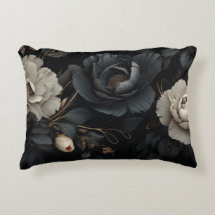 Cojín Decorativo Flores de blanco y negro