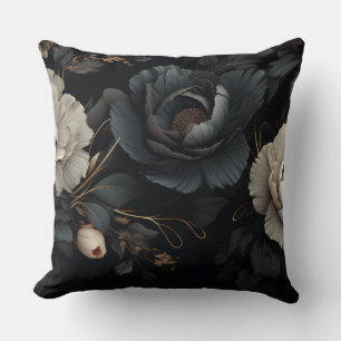 Cojín Decorativo Flores de blanco y negro