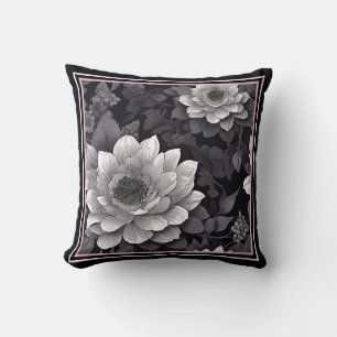 Cojín Decorativo Flores de blanco y negro