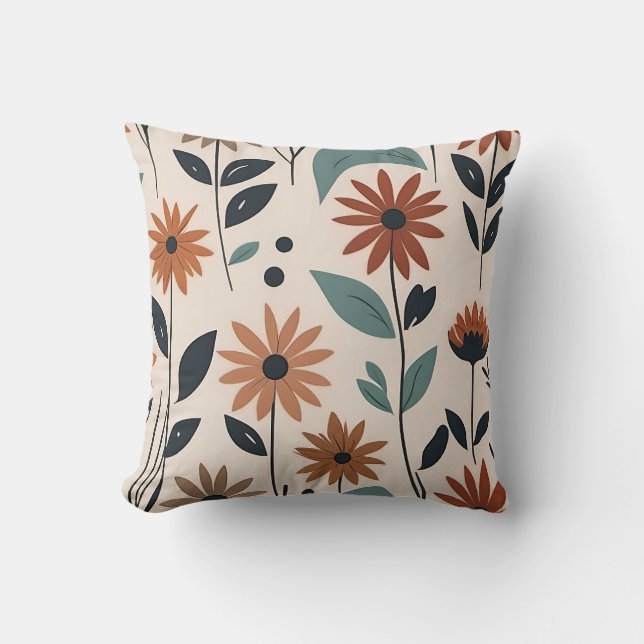 Cojín Decorativo Flores de Boho modernas (Anverso)