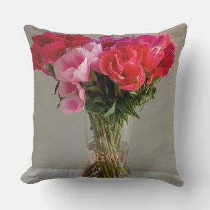 Cojín Decorativo Flores De bonito Para Febrero Fotografía+Nombre Pe