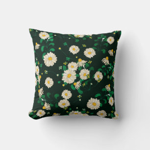 Cojín Decorativo Flores de bordado y hojas sin fisuras. Im