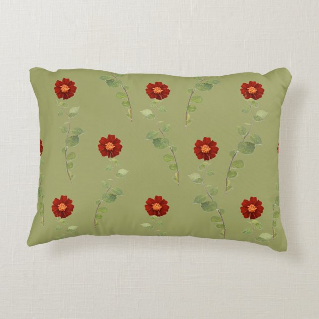 Cojín Decorativo Flores de Borgoña y verde: (Reverso)