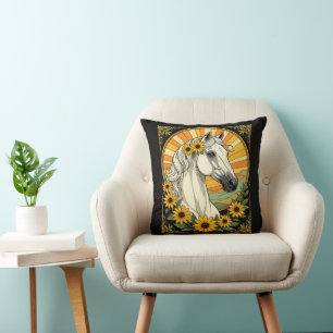 Cojín Decorativo Flores De Caballo Purebred Y Susan Ojo Negro