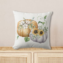 Flores de calabaza de otoño y girasoles y algodón