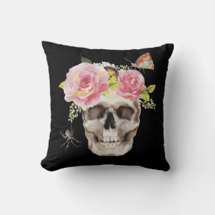 Cojín Decorativo Flores de calavera Mariposa Araña Regalo Halloween