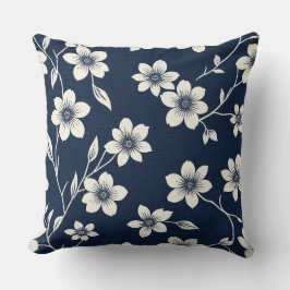 Cojín Decorativo flores de cerezo azules y blancas - Estilo de impr