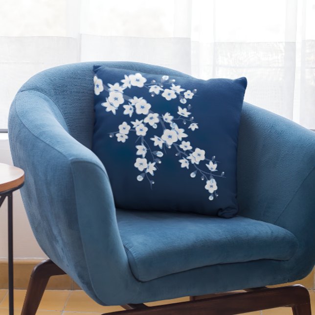 Cojín Decorativo Flores de cerezo azules y blancos (Subido por el creador)