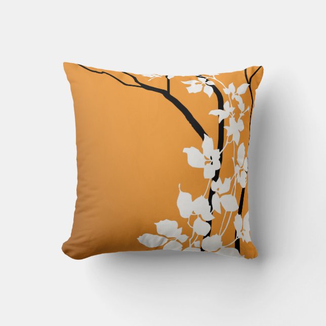 Cojín Decorativo Flores de cerezo Bella| naranja de mandarina blanc (Anverso)