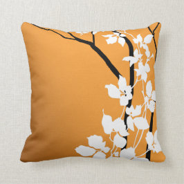 Cojín Decorativo Flores de cerezo Bella| naranja de mandarina blanc
