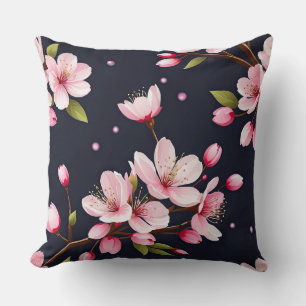 Cojín Decorativo Flores de cerezo en azul