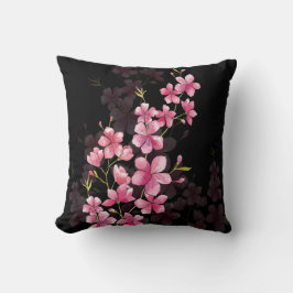 Cojín Decorativo Flores de cerezo en negro