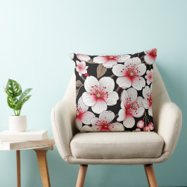 Cojín Decorativo Flores de cerezo en negro