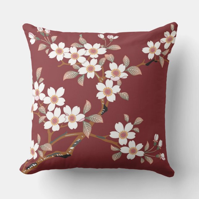 Cojín Decorativo Flores de cerezo japonesas (Anverso)